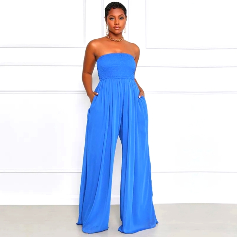Women's Blue Halter Jumpsuit